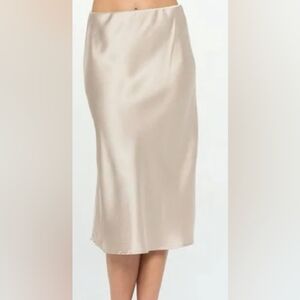 Elegant Cream Satin Skirt